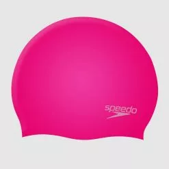 Speedo Plain Junior Moulded Silicone Cap Pink