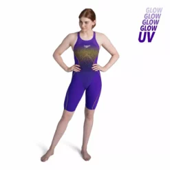 Speedo Womens Violet Yellow LZR Pure Intent Closedback Kneeskin
