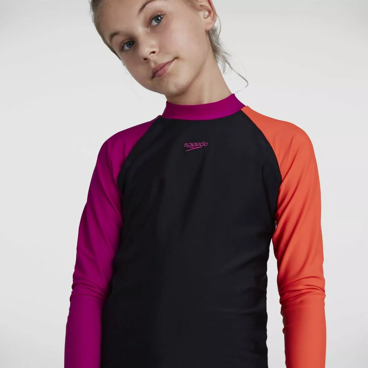 Speedo Girls Black Diva Essential Rash Top - Image 5