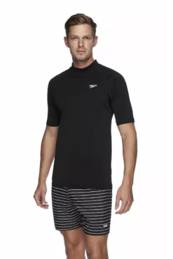 Speedo Mens Black Relaxed Short Sleeve Sun Top