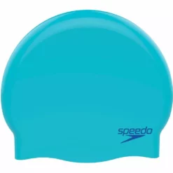 Speedo Junior Plain Moulded Silicone Cap Bondi Blue