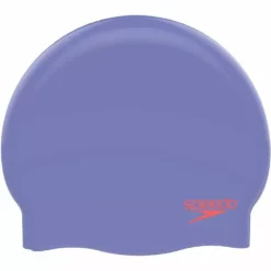 Speedo Junior Plain Moulded Silicone Cap Lilac/Red