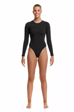 Still Black Solid Funkita Ladies Long Life Flyer One Piece