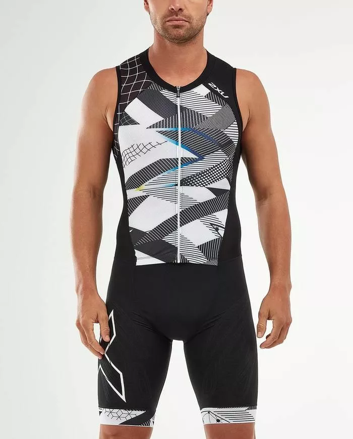 2XU Mens Compression Full Zip Trisuit Black/Chroma