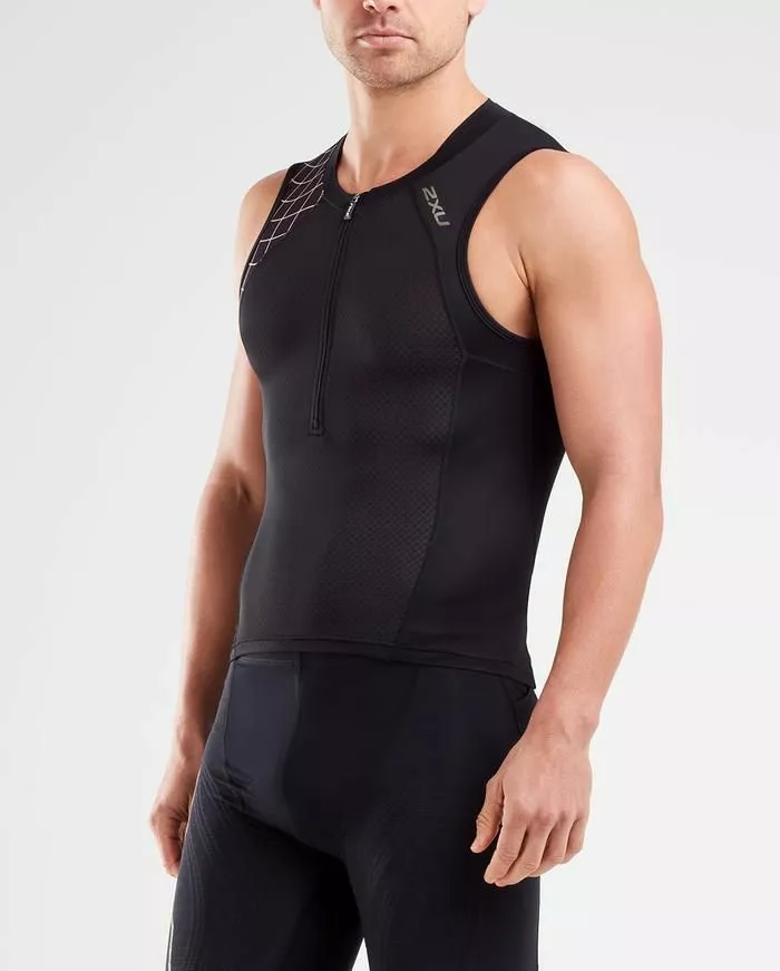 2XU Mens Compression Tri Singlet Black/Gold - Image 5