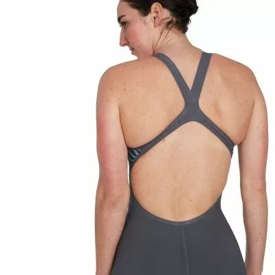 Speedo LZR Valor Openback Kneeskin Charcoal/Teal/Red - Image 8
