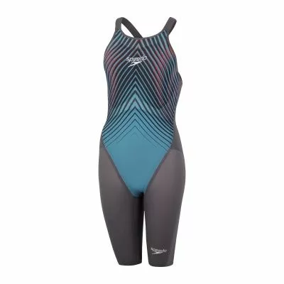 Speedo LZR Valor Closedback Kneeskin Charcoal/Teal/Red - Image 7