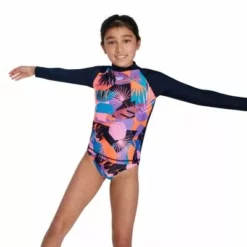 Speedo Girls Printed Long Sleeved Rashie
