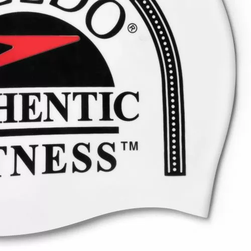 Speedo Printed Silicone Cap White - Image 3