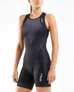 2XU Womens Perform Tri Singlet- Black/Shadow
